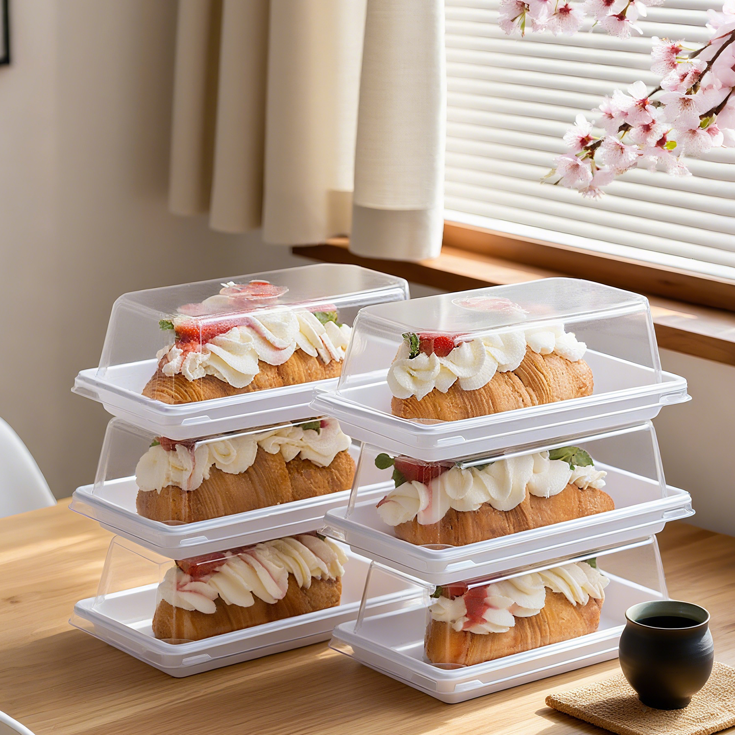 草莓可颂包装盒长方形三明治盒子