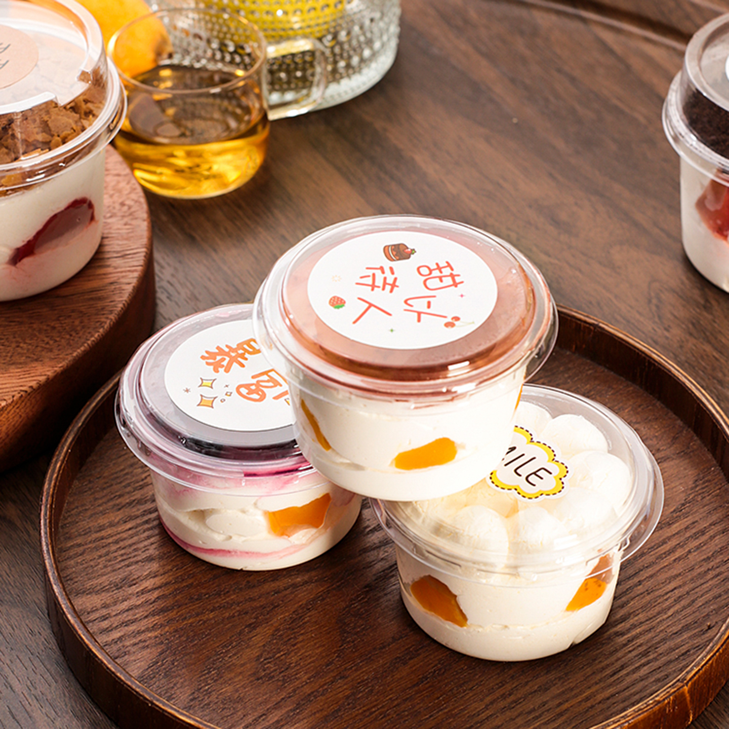 慕斯蛋糕杯圆形提拉米苏包装盒子