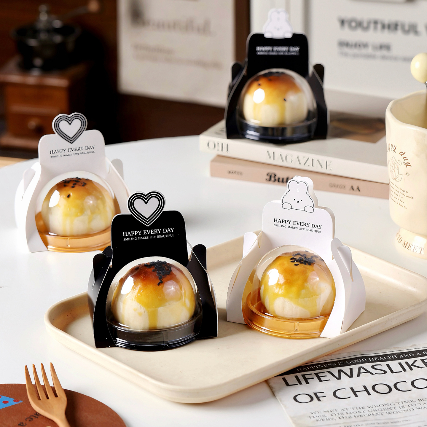 中秋蛋黄酥包装盒单个装半圆盒子