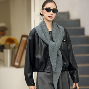 美拉德加绒皮衣外套女2025冬季新款小个子高级感复古时髦短款夹克