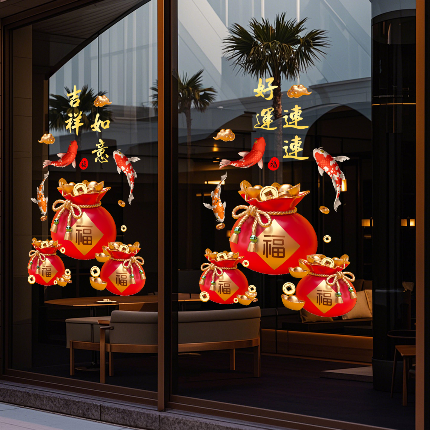 2026马年新年贴纸福袋招财窗花贴