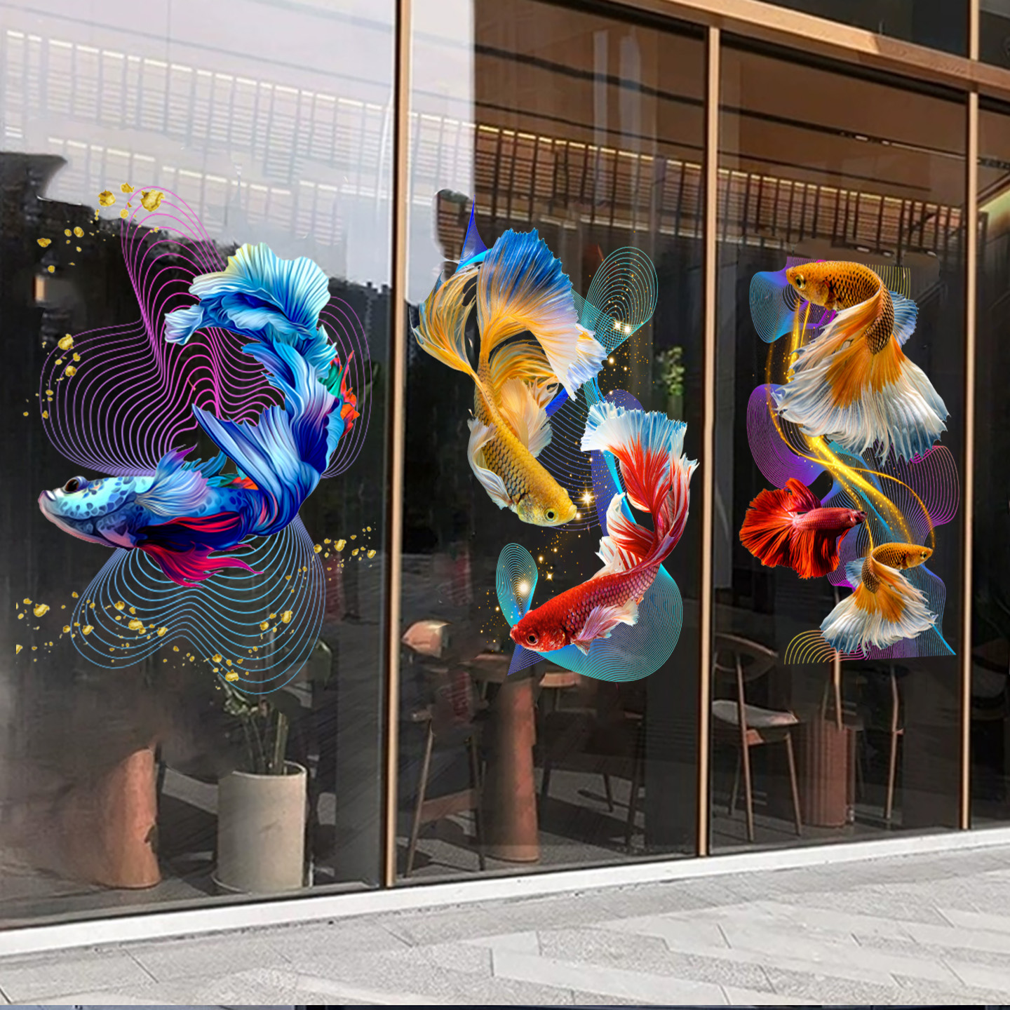 年年有鱼2026新年彩色锦鲤静电贴