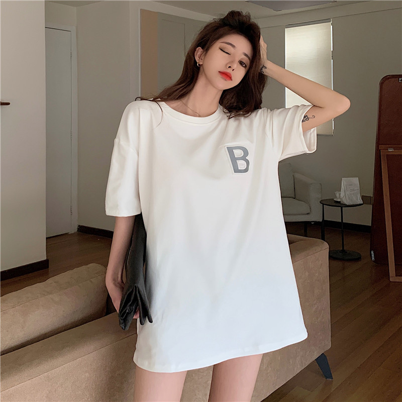 實拍女短袖恤女磨毛加厚春秋韓版中長款寬鬆網紅潮棉