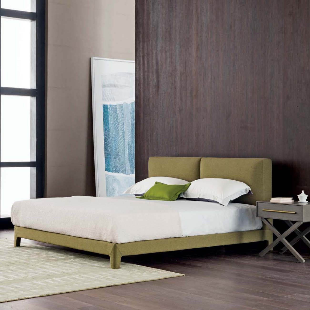 双人床现代简约时尚主卧室布艺齐边省空间oasys全真皮床家具定制