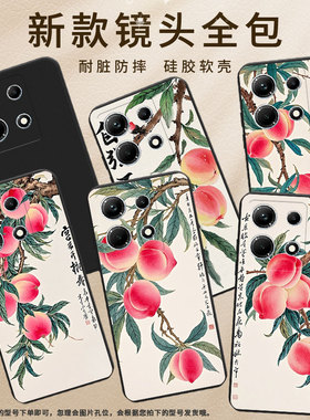 适用传音InfinixNote30手机壳InfinixNote30i磨砂壳InfinixNote30Pro高级全包边X6711水彩桃子商务保护套