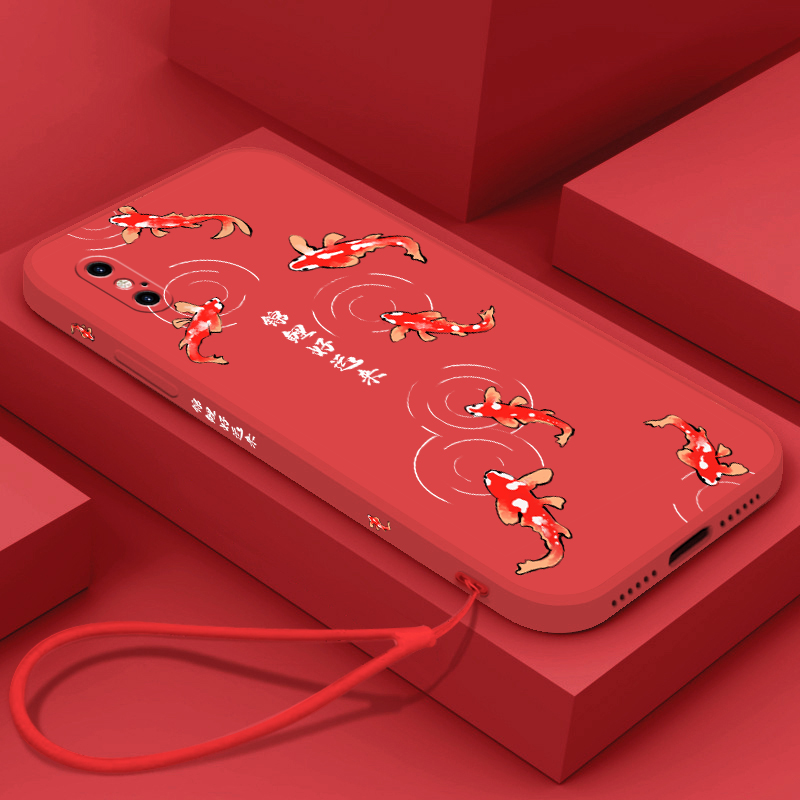 红色新年款苹果x手机壳xs锦鲤好运来iPhonexr软壳xsmax液态硅胶XS虎年MAX全包镜头XR本命年男女情侣保护套潮,3C数码配件,手机保护套/壳,淘宝优惠券,粉丝福利购,淘宝优惠卷
