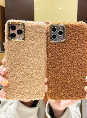 毛茸茸适当于vivov3/v17手机壳s1/v15羊羔毛s1pro冬季y50毛绒绒y70s可爱z3/z3i/v11i女款软壳冬天防摔新款萌
