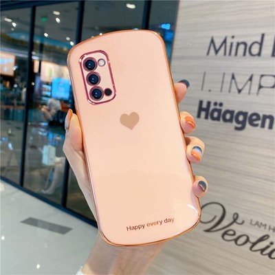 opporeno4手机壳全包摄像镜头硅胶软OPPOReno4pro爱心简约新款电镀ins风男女情侣款限量版防摔保护套创意个性