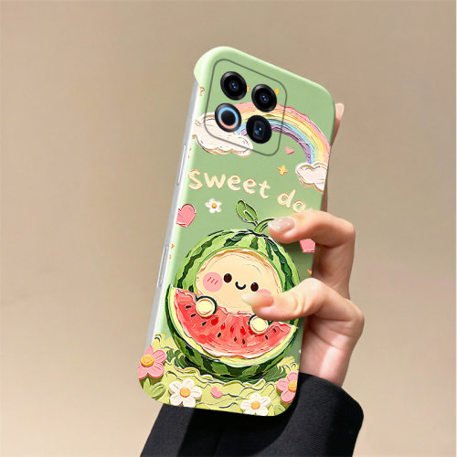 送挂环西瓜笑脸适用魅族22手机壳Meizu21note无边框20pro散热魅族18新款18pro半包魅族18x超薄硬防摔保护套女