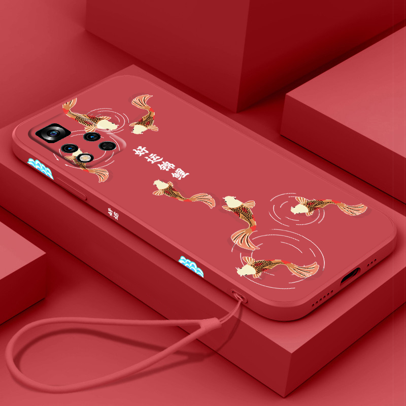 风红米液态硅胶全包镜头手机壳