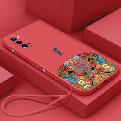 新年款富贵opporeno4手机壳软壳opporeno4se液态硅胶opporeno4pro超薄挂绳红色新款镜头全包女情侣虎年套防摔