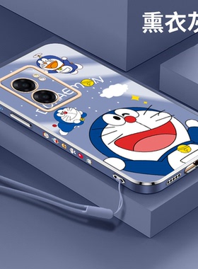 可爱蓝胖子oppoa96手机壳电镀a95软壳a93新款a92s挂绳a91硅胶a83卡通a1多啦a梦a72男a57女2022防摔5g保护套薄