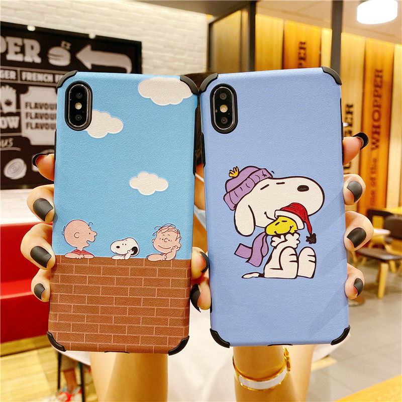 查理史努比苹果XS手机壳11pro情侣xsmax蚕丝纹XR个性iPhone7磨砂8plus创意卡通6s男女max软硅胶全包边防摔套