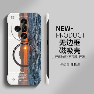 磁吸海洋日落适用oppofindx7手机壳findx6pro无边框findx5散热findx3新款 x2半包a3pro超薄a2pro硬A2防摔套5g
