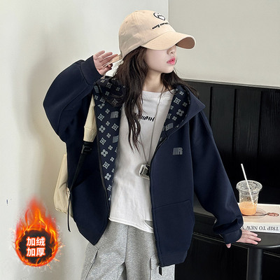 女童秋冬加绒加厚外套