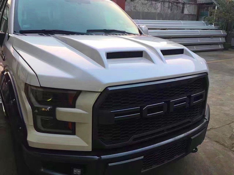 适用于福特猛禽F150改装碳纤开孔引擎盖
