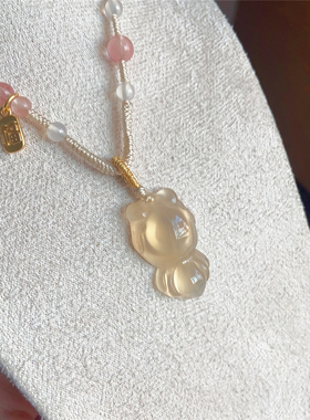 天然冰透高冰香槟金玉髓金鱼形