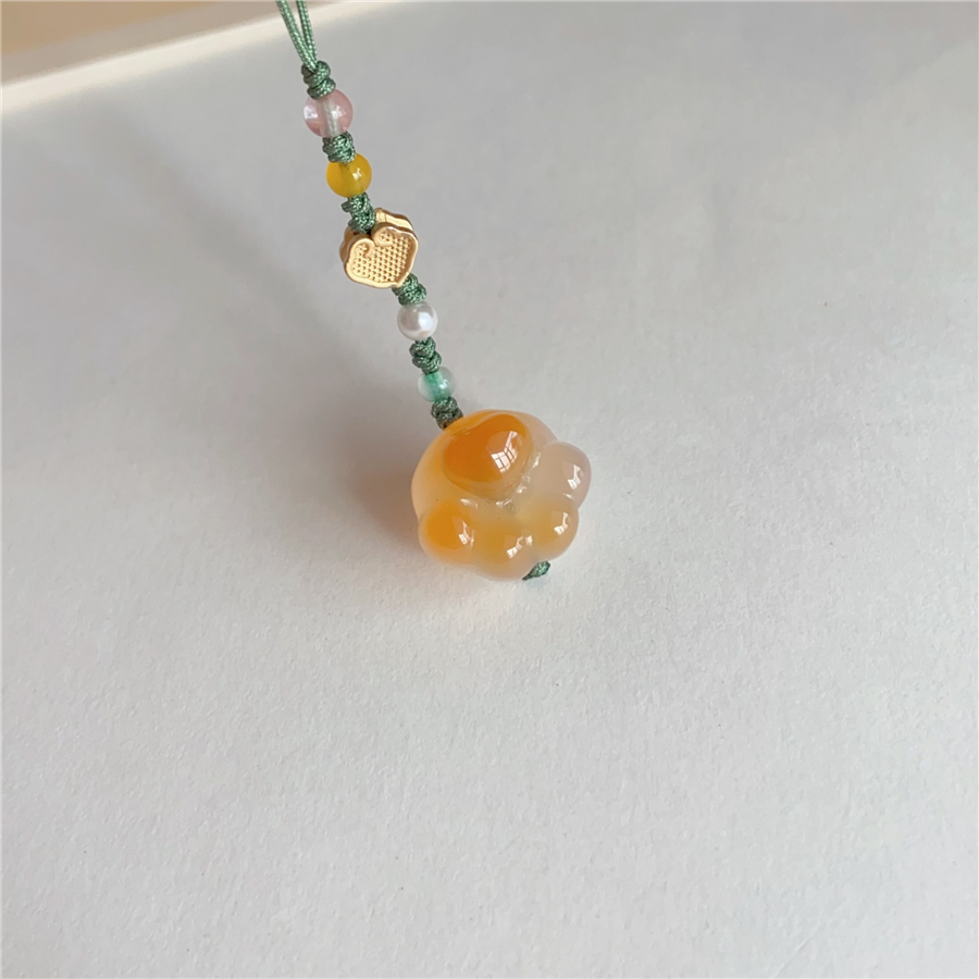 可爱玉髓招财猫爪手机链