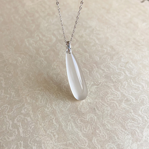 高冰起光白玉髓锁骨链法式浪漫