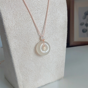 天然白冰玉髓平安扣吊坠中小号玉坠女士宝宝项链挂链淡人饰品