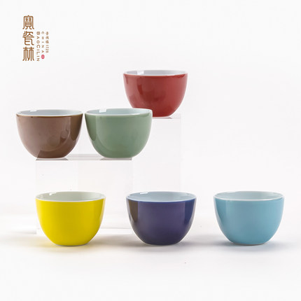 宝瓷林陶瓷品茗杯功夫茶具主人杯家用个人单杯纯色茶碗小罗汉杯子