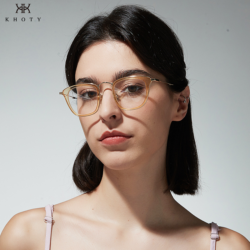khoty男女蝶形纯钛板材透色眼镜