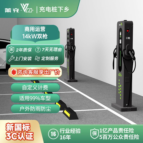 莱充商用双枪汽车充电桩刷卡扫码
