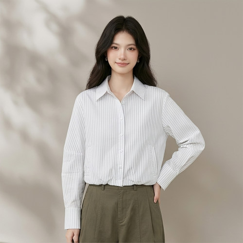 卡帕苏 时尚百搭长袖显瘦衬衫上衣女春秋QYC85D1008