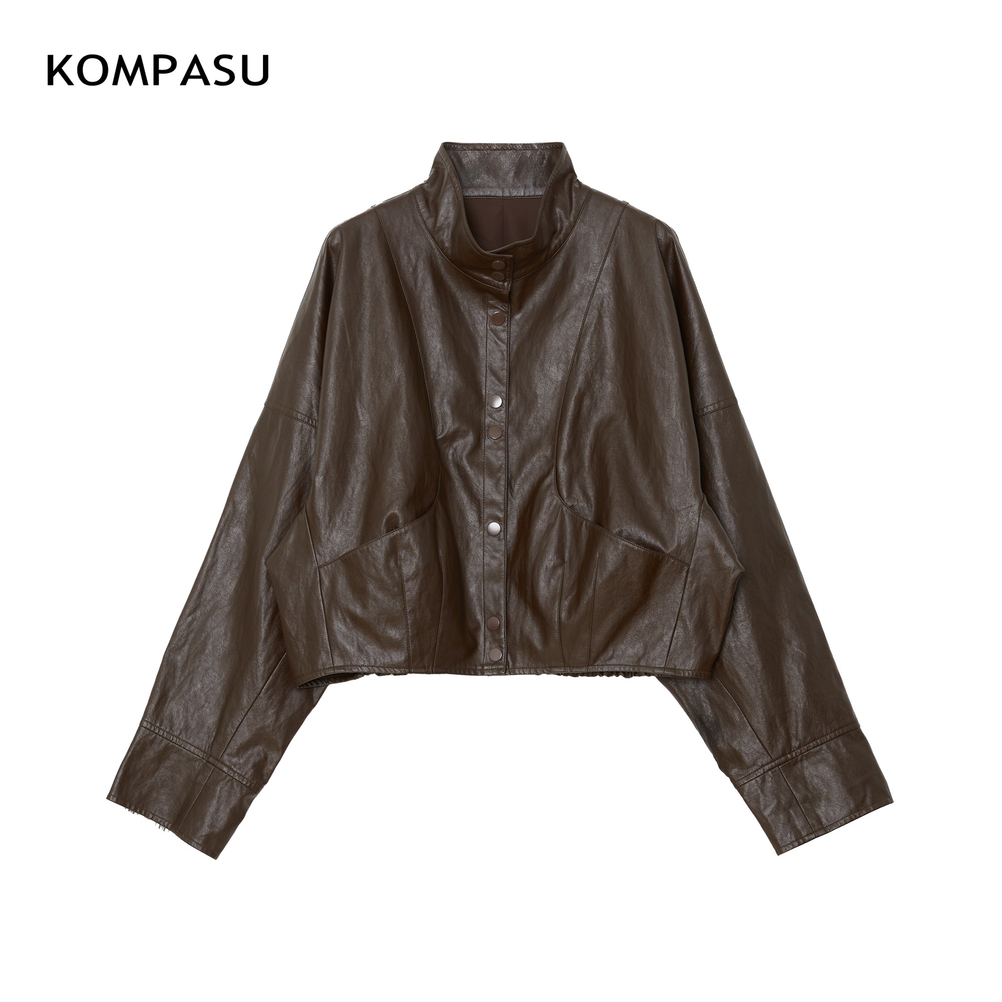 KOMPASU 优雅老钱长袖显瘦PU皮衣外套女春秋2026新款