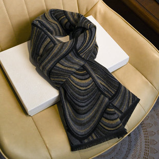 老年人仿羊绒扎染围巾冬季中老年男士围脖老人围巾男冬天爷爷保暖