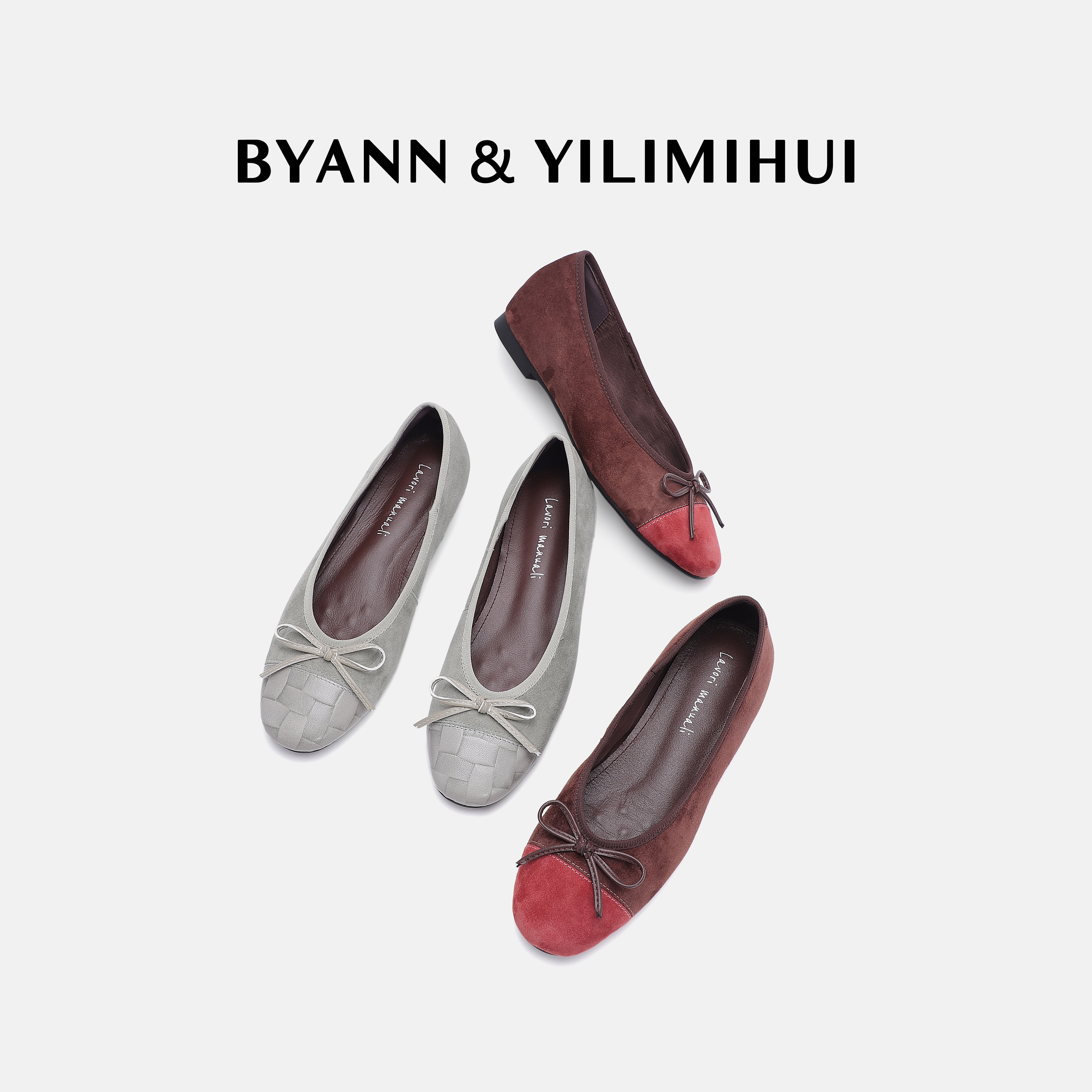 『高定头层压花牛皮/头层羊掠皮』BYANN&YILIMIHUI 蝴蝶结单鞋