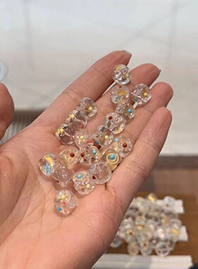 白水晶雕刻日月星辰方糖单珠散珠配件DIY文玩手链隔珠饰品手工
