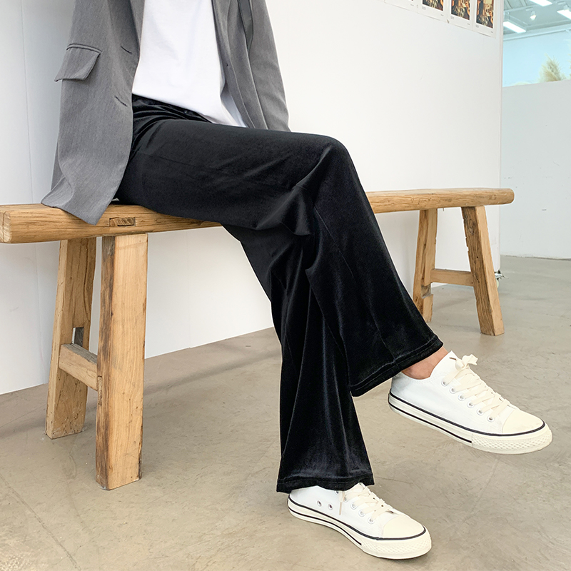 金丝绒阔腿裤女高腰垂感2020新款秋冬丝绒裤子宽松直筒拖地裤子