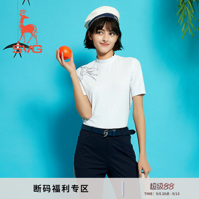 SVG高尔夫服装女秋季简约百搭立领短袖T恤衫时尚简约运动上衣