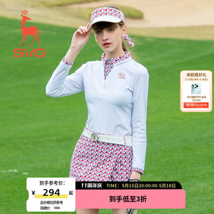 T恤SVG高尔夫女款 打底衫 新款 GJ0IT033 春季 弹力球服时尚 印花长袖