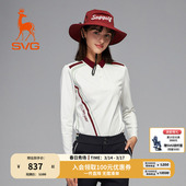 抗UV t恤翻领POLO衫 svg高尔夫早春新款 印花长袖 运动上衣 女装