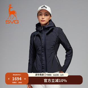 可拆卸连帽夹棉外套保暖棉服运动上衣女 女装 svg高尔夫冬季 新款