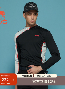 【暖暖系列】svg高尔夫秋季男装小立领长袖t恤运动打底衫保暖上衣