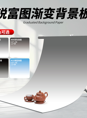 锐富图加厚渐变背景板专业摄影1.2*2米大尺寸黑色灰色防水背景纸拍摄静物陶瓷器文玩珠宝人像拍照道具摆拍