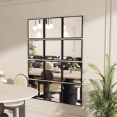 法式 格子镜子拼接全身穿衣镜挂墙打孔壁挂网红装 饰家用试衣化妆镜