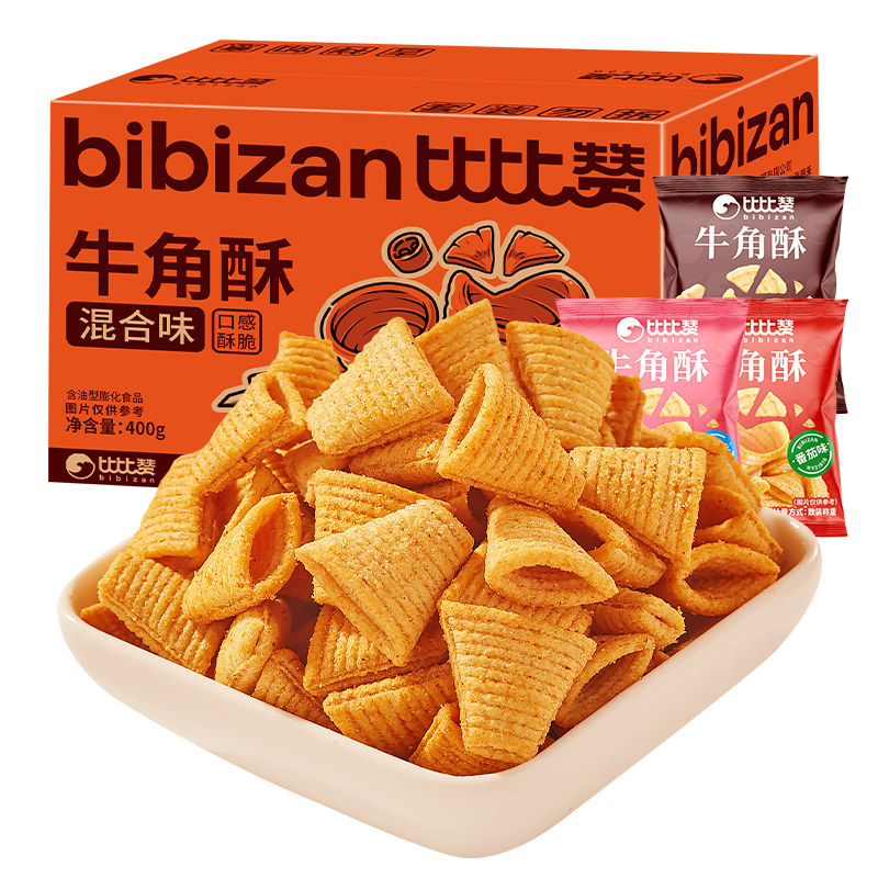 比比赞牛角酥尖角脆香辣锅巴零食小吃休闲食品大全儿童大礼包KJ