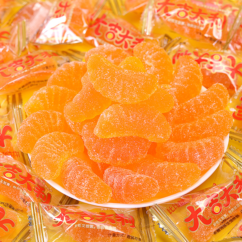 比比赞橘子软糖水桔子果喜糖怀旧童年休闲小零食老式瓣糖儿童批MS