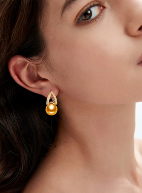 紫色珍珠耳环女轻奢高级感同款耳坠气质独特马蹄耳扣新款百搭耳饰