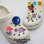 洞洞鞋 装 配饰鞋 新款 花 适配Crocs鞋 饰立体毛绒鞋 扣卡通疯狂动物城