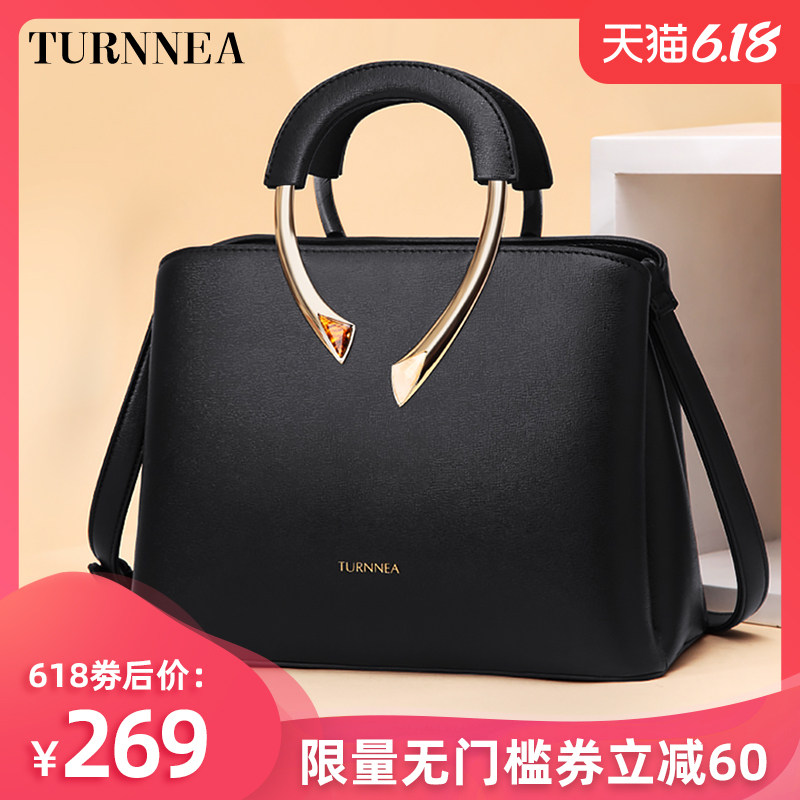 女士包包2020新款潮圆环手提女包百搭大方简约斜跨单肩妈妈包中年