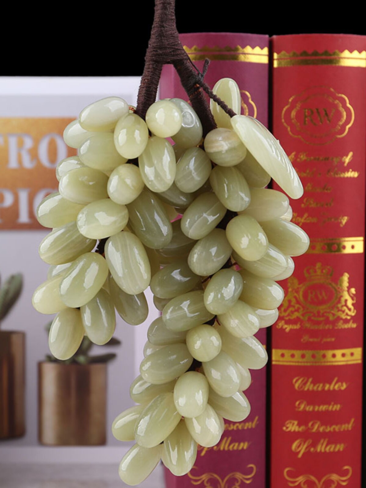 巴基斯坦进口玉器玉葡萄玉石装饰品家用仿真水果摆件装饰品收藏品