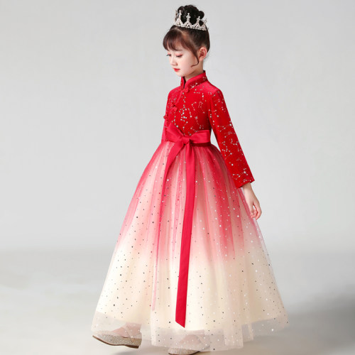 表演礼服演出服女童旗袍公主裙