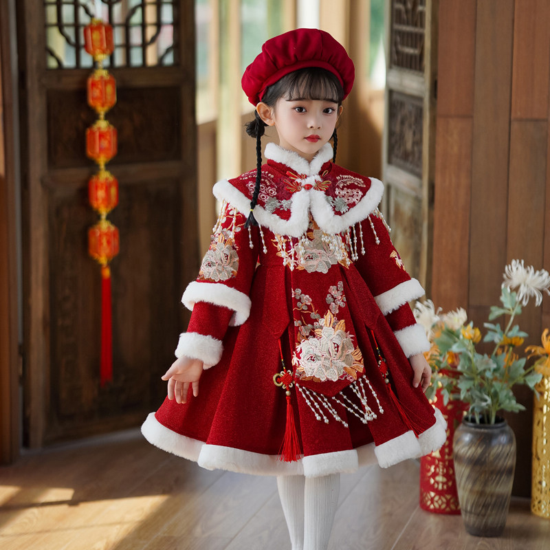 女童拜年服冬季新款儿童连衣裙中国汉服唐装喜庆加绒过年小童裙子,童装/婴儿装/亲子装,唐装,淘宝优惠券,粉丝福利购,淘宝优惠卷