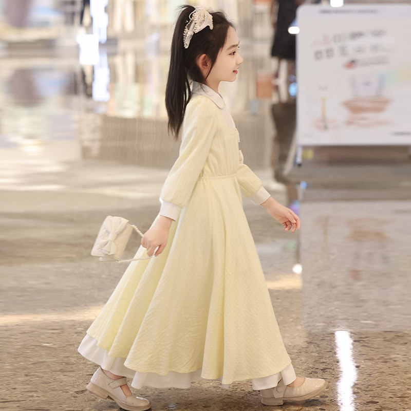 女童长袖连衣裙秋冬2025新款中大童洋气公主裙长裙儿童秋装裙子