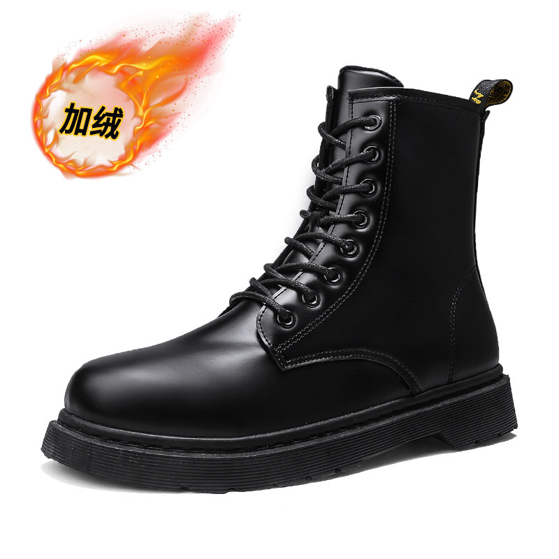 MARTIN BOOTS MENS SHOES WINTER MENS HIGH TOP SHOES BRITISH STYLE WATERPROOF MOTORCYCLE SNOW BOOTS LEATHER BOOTS FLEECE WARM COTTON SHOES